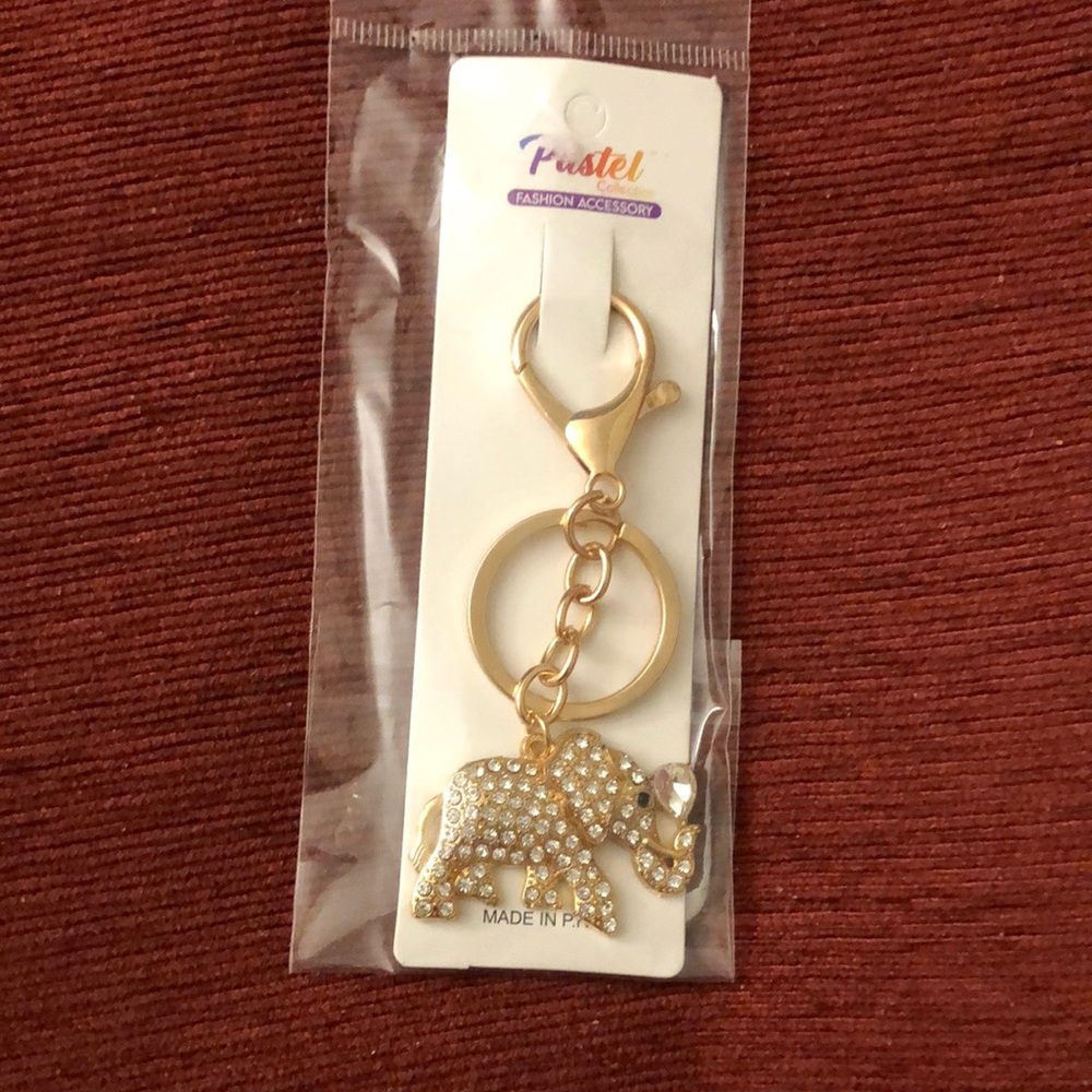 Pastels Gold Elephant Keychain